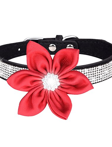  Haustierhalsband Strass Hundehalsband Schriftzug Namensschild Hundehalsband Anti-verlorener abnehmbarer Blumen-Katzenschal