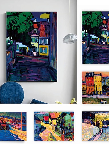  Handgefertigtes handgemaltes Ölgemälde Wandkunst Wassily Kandinsky Abstrakte Schnitzerei Malerei Heimdekoration Dekor gerollte Leinwand kein Rahmen ungedehnt