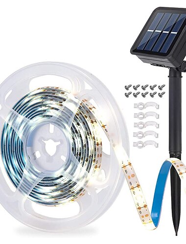  Solaire rgb led bande lumineuse 8 modes d'éclairage extérieur étanche ip65 3m 9.8ft chemin de jardin pont terrasse éclairage décoratif