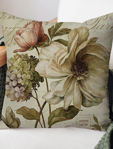  Housse de coussin floral double face 4pc doux décoratif carré taie d'oreiller taie d'oreiller taie d'oreiller pour chambre salon qualité supérieure lavable en machine coussin d'intérieur pour canapé