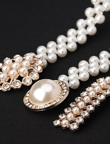  Dames perle chaîne de taille version coréenne strass perle ceinture décorative mode robe douce ceinture élastique femmes Vente en gros