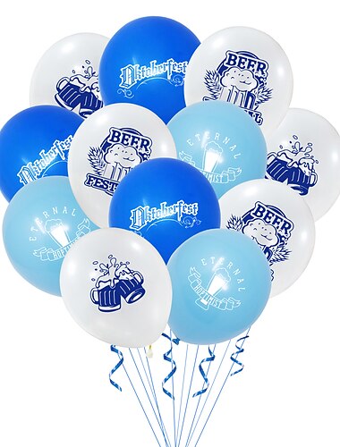  ensemble de fête à thème oktoberfest allemand bleu et blanc plaid tirer drapeau gâteau latex ballon décoration de fête
