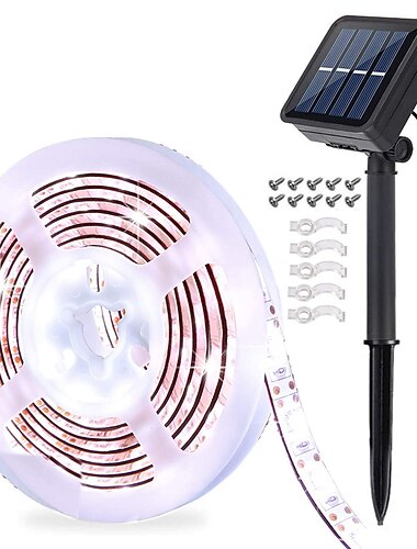  Solar RGB LED Strip Light 8 Lighting Modes Outdoor Waterproof IP65 3M 9.8ft Garden Pathway Deck Terrace Decorative Lighting