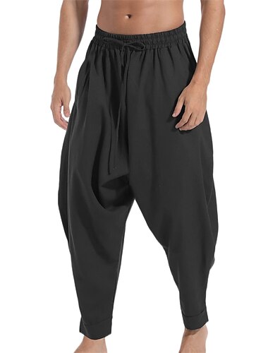  Herren Hose Hosen Sommerhosen Jogginghosen Baggy Haremshose Boho-Hosen Kordelzug Elastische Taille Bedruckt Glatt Komfort Atmungsaktiv Casual Täglich Strassenmode Sport Modisch Schwarz Weiß