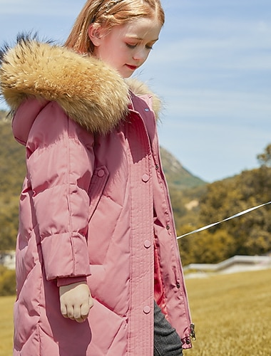  Kids Girls' Down Coat Outerwear Plain Long Sleeve Coat Daily Active Adorable Green Black Pink Winter 4-12 Years