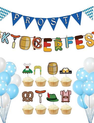  dédié à l'oktoberfest fête décoration papier bannière tirer drapeau fanion ballon gâteau carte carte souhait