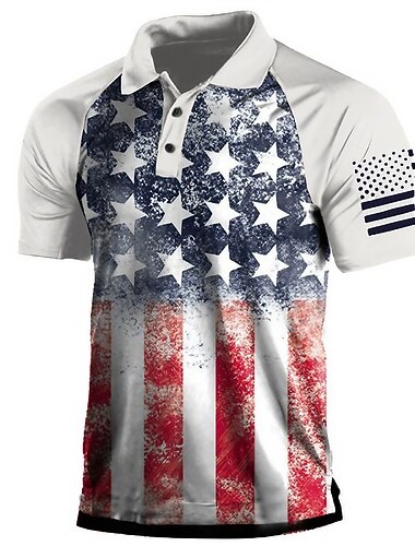 Homens Bandeira americana veteranos Patriótico Camisas Polo Camisa de golfe Manga Curta Camisa Aberto para a Lateral Rua Diário Impressão 3D Branco 3D Botão para baixo Roupa Moda Casual Confortável   Homens Bandeira americana veteranos Patriótico Camisas Polo Camisa de golfe Manga Curta Camisa Aberto para a Lateral Rua Diário Impressão 3D Branco 3D Botão para baixo Roupa Moda Casual Confortável