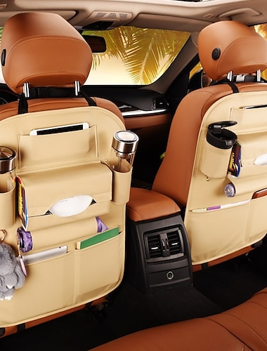  2 قطع منظم المقعد الخلفي للسيارة مع جيوب تخزين متعددة سعة كبيرة سهل التركيب جلد من أجل SUV شاحنة Van
