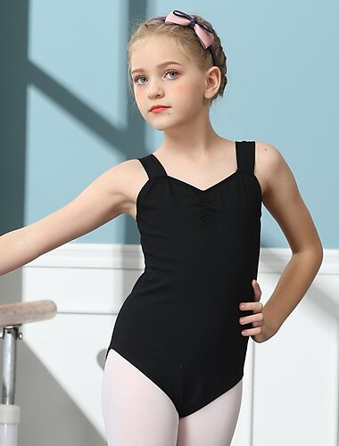  Tanzkleidung für Kinder Ballett Gymnastikanzug / Einteiler Pure Farbe Farbaufsatz Mädchen Ausbildung Leistung Ärmellos Hoch Baumwollmischung