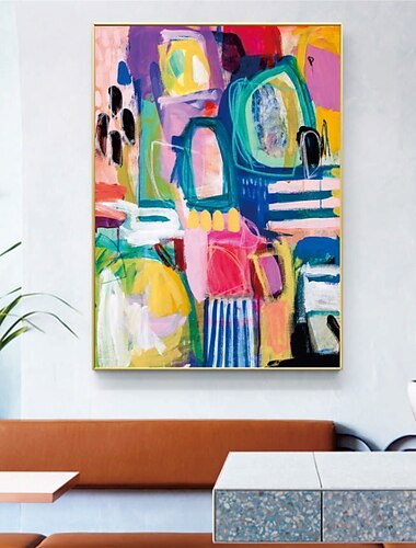  handgemaakte handgeschilderde olieverf kunst aan de muur roze moderne abstracte woondecoratie decor gerold canvas geen frame niet uitgerekt