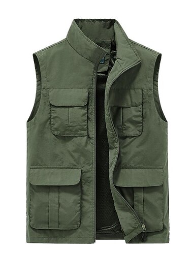  Herr Fiskeväst Vandringsväst Överdelar Utomhus Andningsfunktion Snabb tork Multi Pocket Svart Khaki grön Mörkblå Fiske Klättring Camping / vandring / grottforskning