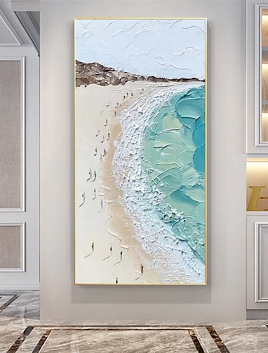  Pintura a óleo pintada à mão arte da parede verão à beira-mar oceano paisagem decoração para casa decoração lona enrolada sem moldura não esticada