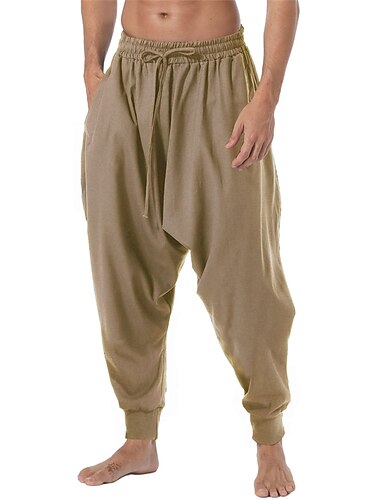  Voor heren Jogger Broek Zomerbroek Boho-broek Trekkoord Elastische taille zakkerig Effen Comfort Ademend Casual Dagelijks Streetwear Sport Modieus Zwart Marineblauw Micro-elastisch
