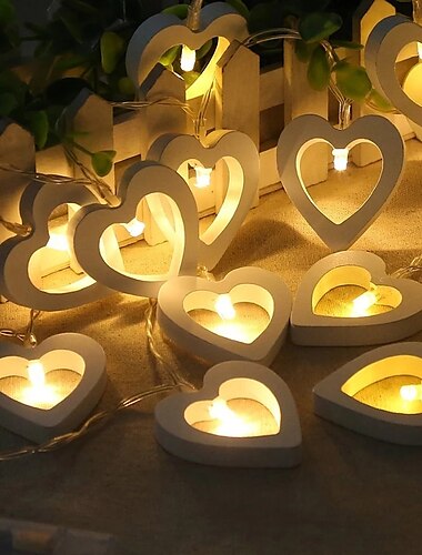  3m 20led love heart led string ανοιχτόχρωμα ξύλινα νεράιδα φωτάκια για παράθυρο δωματίου εσωτερική διακόσμηση εξωτερικού χώρου Χριστουγεννιάτικη διακόσμηση γάμου