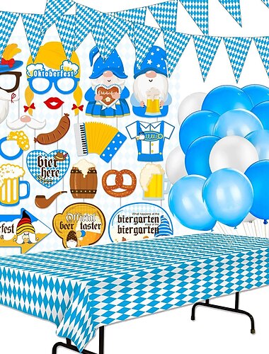  Ensemble de ballons en latex oktoberfest drapeau à carreaux bleu et blanc accessoires photo ballon de décoration de fête
