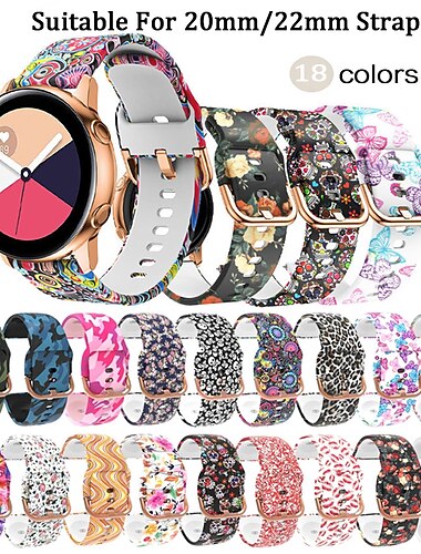  Ремешок для часов для Samsung Watch 7/6/5/4 40/44mm, Galaxy Watch 5 Pro 45mm, Galaxy Watch 6/4 Classic 42/46/43/47mm, Watch 3, Active 2, Gear S3 S2 силиконовый Замена Ремень 20mm 22mm Регулируется
