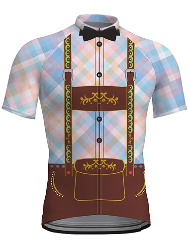  Herren Radtrikot Anzug T-Shirt Lustig Kurzarm Fahhrad Trikot Oberteil mit 3 Gesäßtaschen Mountainbike MTB Straßenradsport Schnelltrocknend Reflektierende Streifen Rückentasche Antibakteriell Sport