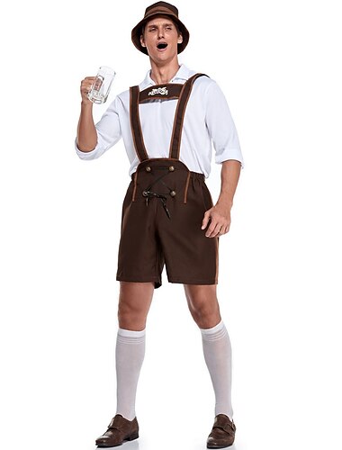  Carnaval Oktoberfest Fête internationale de la bière Costume Lederhosen Bavarois Allemand Munich Prairies Homme Tissu de style traditionnel Chemisier Shorts