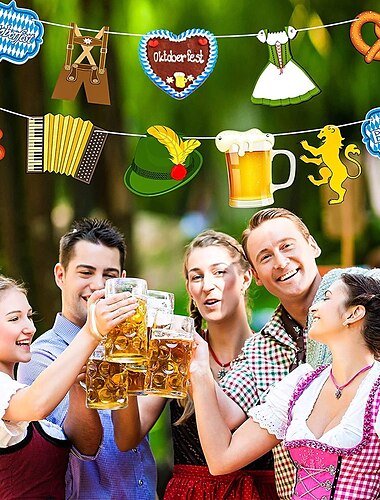  allemand oktoberfest partie tirer drapeau munich bannière bleu blanc damier vacances décoration fournitures