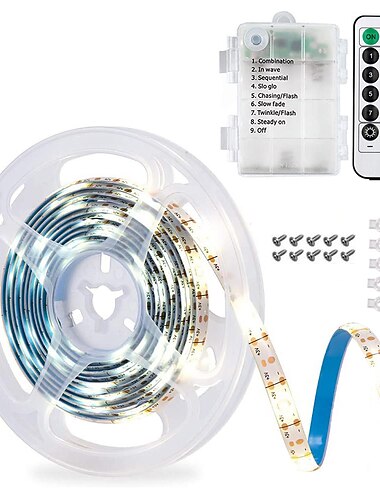  Vandtæt Fleksibel LED Strip Lys Batteridrevet 3m 9.8ft 90 LED Reb Lys Pool Lys Strip Dæmpbare Lyskilder til Indendørs Udendørs TV Bord Soveværelse Køkken
