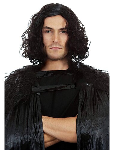  Perruque de roi des neiges courte noire bouclée perruques de cosplay pour hommes cosplay perruques d'Halloween pour hommes