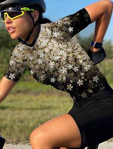  Damen Radtrikot fahrradbekleidung Fahrradtrikot Kurzarm Fahhrad Shirt mit 3 Gesäßtaschen MTB Mountain Rennrad Atmungsaktiv Schnelltrocknend Feuchtigkeitsableitung Reflexstreiffen Gelb Rosa Blau