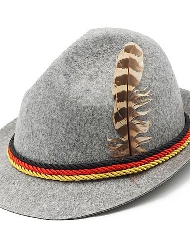  مهرجان أكتوبرفست كوستيوم القبعة التيرولية تيروليرهوت قبعة جبال الألب ألماني ميونيخ النمط التقليدي المراعي رجالي قماش النمط التقليدي قبعة