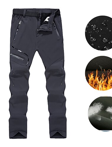  رجالي التنزه السراويل سروال العمل بنطلون مبطن صوف معطف شتوي الشتاء في الهواء الطلق الدفء ريبستوب ضد الهواء جيب بسحاب بنطلون قيعان سكني غامق أسود الصوف التخييم والتنزه التزلج التخييم / التنزه / الكهوف