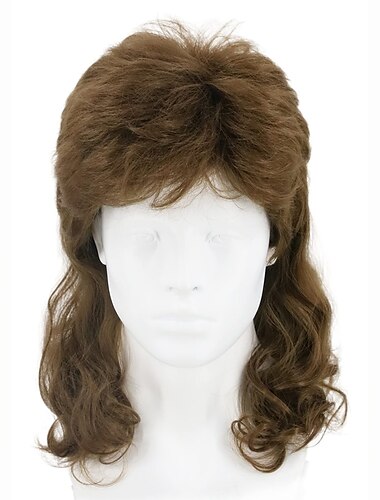  Peruca Engraçada Masculina Peruca Mullet Peruca Masculina Peruca dos Anos 80 Loiro Ondulado Peruca Mullet Fashion Acessórios de Festa Peruca de Halloween