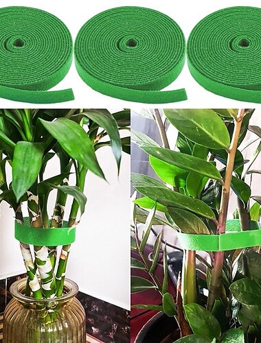  3ロール植物包帯ベルクロタイ調節可能な植物サポートホームガーデンアクセサリー用の再利用可能なファスナーテープ