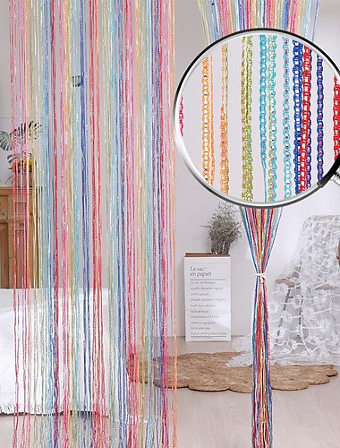  staaf pocket kleurrijke breien string gordijn deur gordijn, dichte franje gordijn horren vliegen gordijn scheidingswand voor deur raam decor
