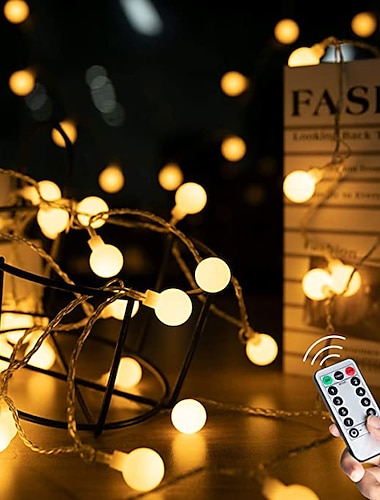  10m 80leds globe string lights mini ball με τηλεχειριστήριο led χριστουγεννιάτικο φως χορδή φωτιστικά 10m 80led 8 modes φωτισμός αδιάβροχα νεράιδα φώτα γάμου πάρτι κήπου διακόσμηση σπιτιού