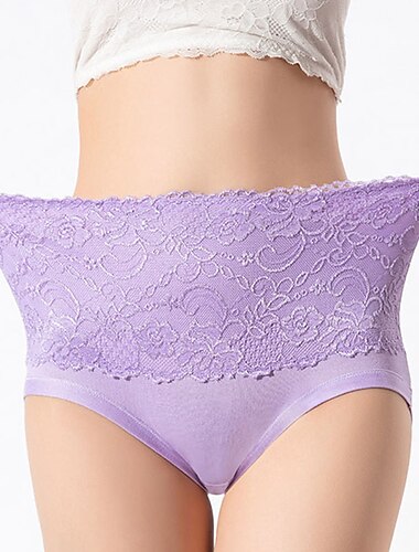  dames slip ondergoed 1 st ondergoed mode eenvoudig sexy kant gat bloem hoge taille sexy zwart paars roze m l xl thuis outfits