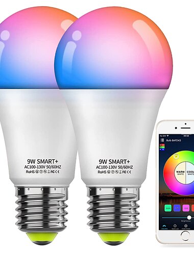  6 יחידות 10w wifi נורת led חכמה עובדת עם אלכסה&amp; google dimmable a19 a60 e26 e27 rgbcct שינוי צבע ללא צורך ברכזת
