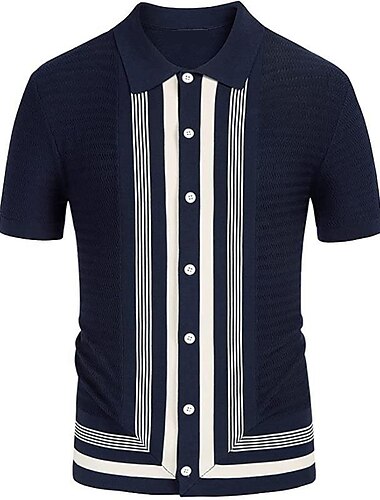  Homme Polo Pull POLO Plein Air Casual Bouton Classique Manche Courte Mode Décontractées Graphic Rayé Bouton devant Eté Printemps Automne Standard bleu marine Vert Kaki Polo Pull