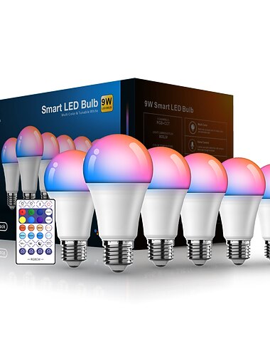  6st 4st 2st 10W Slimme WiFi LED Lamp RGBCCT Kleurenveranderende A19 A60 Dimbaar Werkt met Alexa en Home Zonder Hub