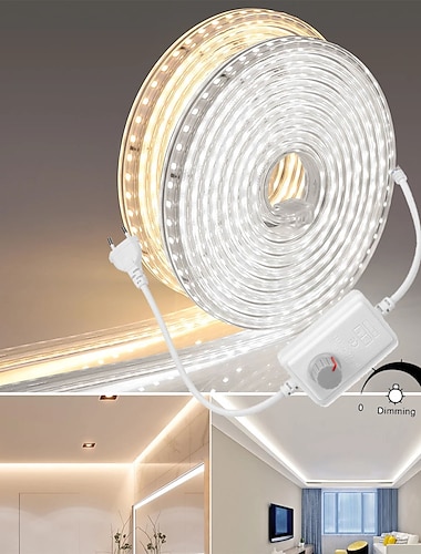  30 متر 98ft شريط إضاءة LED مقاوم للماء شريط حبل عكس الضوء مقاوم للماء مع باهتة لخزانة المطبخ الخلفية الخلفية 220 فولت