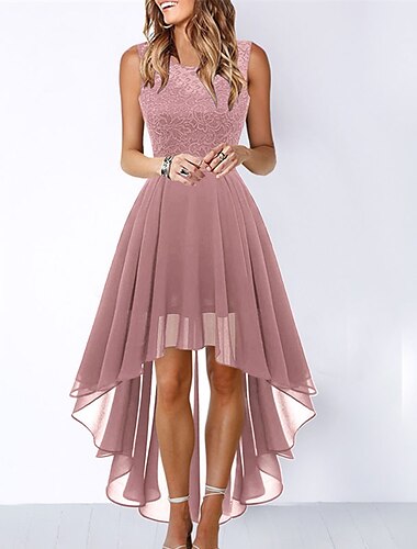  damen cocktailpartykleid spitzenkleid swingkleid langes kleid maxikleid schwarz rosa wein ärmellos reine farbe spitze herbst frühling sommer rundhals mode 2023 s m l xl xxl 3xl