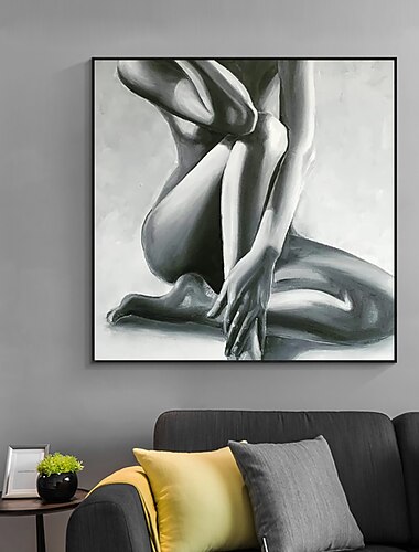  handgemaakte olieverf canvas kunst aan de muur decoratie grijs modern vrouwelijk naakt menselijk lichaam voor home decor gerold frameloze ongestrekte schilderij