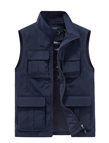  Herren Anglerweste Weste für Wanderer Shirt Außen Atmungsaktiv Rasche Trocknung Multi Pocket Schwarz Kaki Dunkelblau Angeln Klettern Camping / Wandern / Höhlenforschung