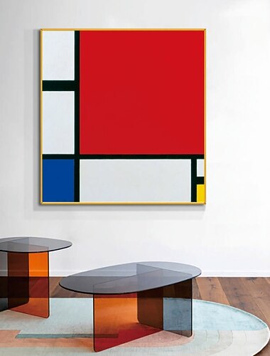  Pintura a óleo pintada à mão arte da parede abstrata piet mondrian escultura decoração para casa decoração lona enrolada sem moldura não esticada