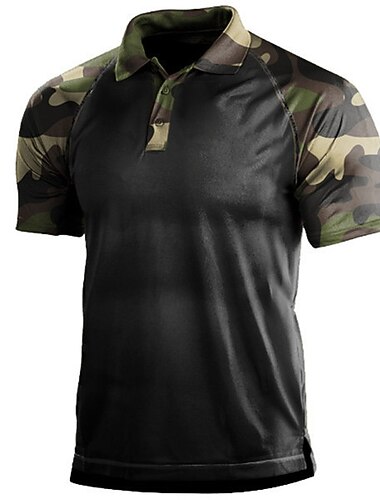  Herre Figurer Poloskjorter Golf skjorte Kort Erme Skjorte Aftæpning utendørs Gate 3D-utskrift Mørkegrå + Armygrønn Militærgrønn Blå Grønn Grå Trykt mønster Klær Mote Fritid Pustende Bekvem