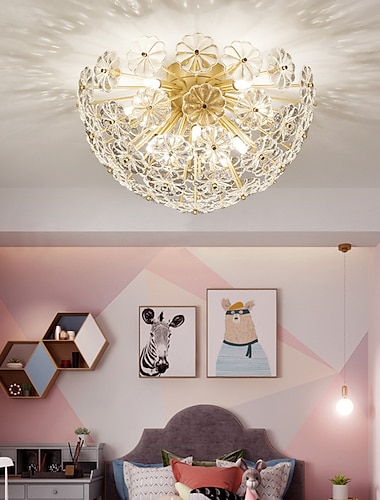  kristallen kroonluchters koper goud art plafondlamp glas bloem artistieke geschikt voor decoratieve verlichting van slaapkamer closet keuken woonkamer gang