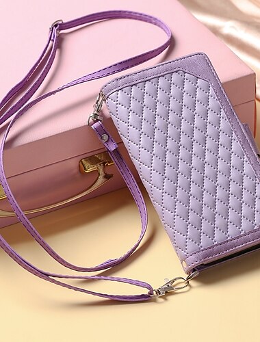  telefon Etui Til Samsung Galaxy S26 Ultra Plus S25 S24 S23 S22 S21 FE S21 Ultra Plus A14 A34 A54 Håndveske Lommebok-kortveske Glidelås med avtagbar tverrstropp Spor for kortholder Ensfarget