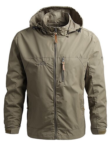  Herren Wanderjacke Windjacke für Wanderer Draussen warm halten Wasserdicht Windundurchlässig Atmungsaktiv Oberbekleidung Trench Coat Shirt Sichtbarer Reißverschluß in voller Länge Jagd Angeln Klettern