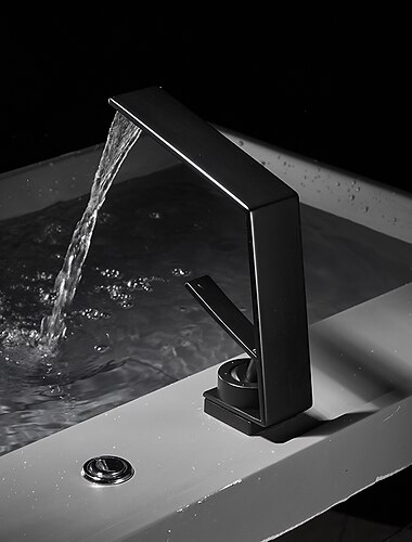  Waschbecken Wasserhahn - Wasserfall galvanisiert / lackiert Centerset Einhebelmischer mit einem Lochbad