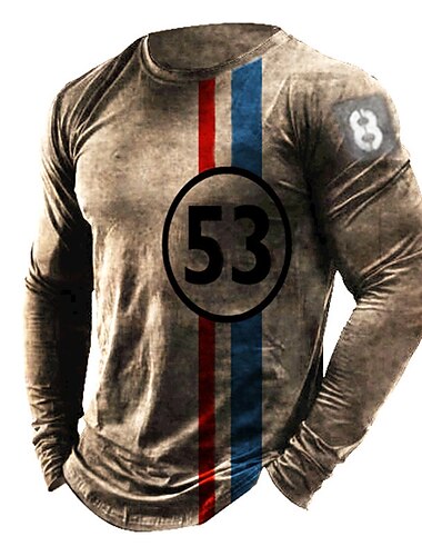 Homme Unisexe Rayé Imprimés Photos T shirt t-shirt en détresse manche longue T-shirt 3D effet Col Ras du Cou Chemise Léger Classique Décontractées Extérieur du quotidien Vacances Noir Bleu Marron