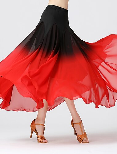  ריקודים סלוניים לבוש אקטיבי חצאיות סלסולים שחבור בגדי ריקוד נשים הדרכה הצגה גבוה שיפון פוליאסטר