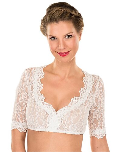  Oktoberfest bier Internationaal Bierfestival Kostuum Dirndl-blouse Oktoberfest / bier Bavarian Wiesn Traditionele stijl Weiden Dames Doek in traditionele stijl Top