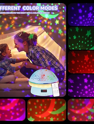  timer rotazione stelle proiettore di luce notturna luci scintillanti, regali di compleanno per bambini, 16 proiettori colorati dimmerabili lampada da comodino a LED, arredamento della camera dei